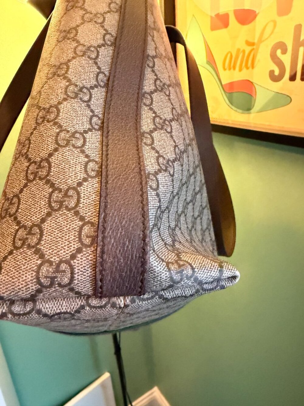 Gucci Medium Tote Bag, Borwn with Gold GG - Picture 5 of 13
